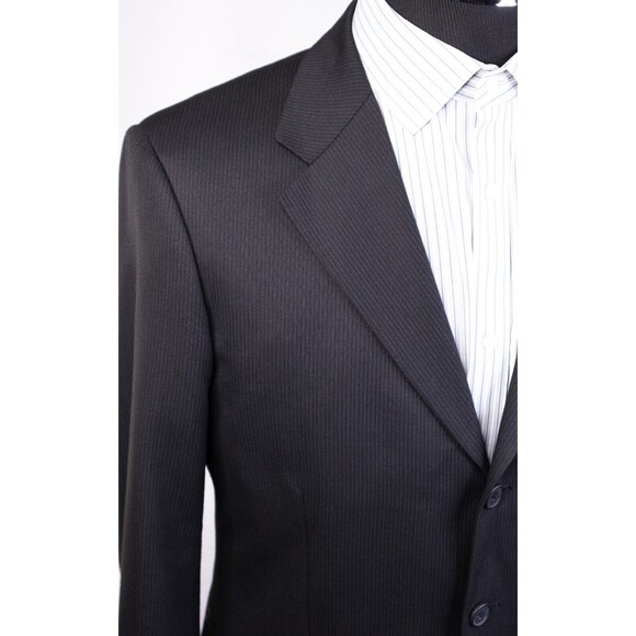 Van Heusen Mens 3 Button Modern Fit Blazer Jacket Striped Black Size 42s - Picture 6 of 13